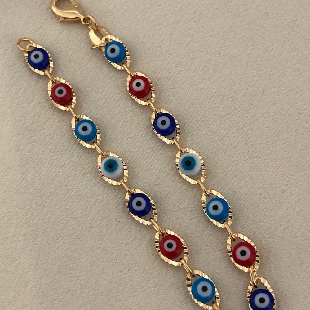 18k Gold Filled Multicolor Eye Bracelet - Picture 7 of 10